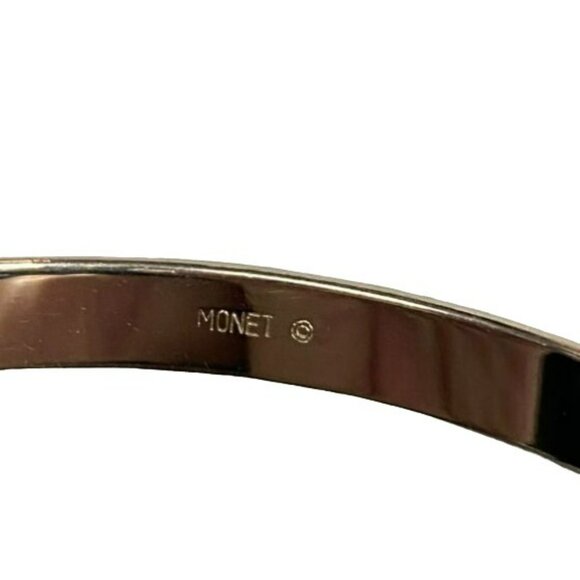 Signed MONET Silver Tone Bangle Womens Bracelet - Picture 4 of 4